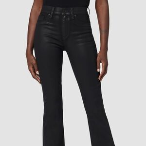 Hudson Women’s Jeans Barbara Wax Coated Black High-Rise Bootcut Size 31 Edgy